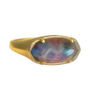 Kendra Scott Brushed Gold Ring with Lilac Abalone Stone Size 6